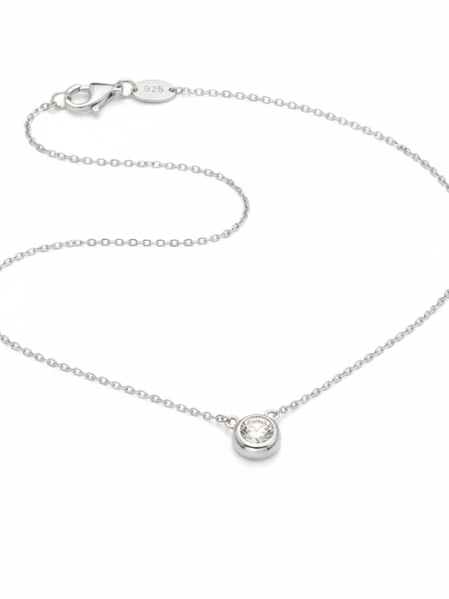 925 Sterling Silver 5mm Moissanite Bezel Solitaire Necklace