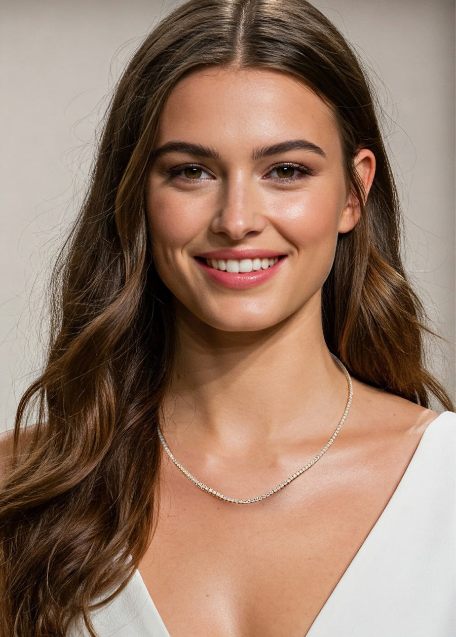 925 Sterling Silver 2mm Moissanite Tennis Necklace