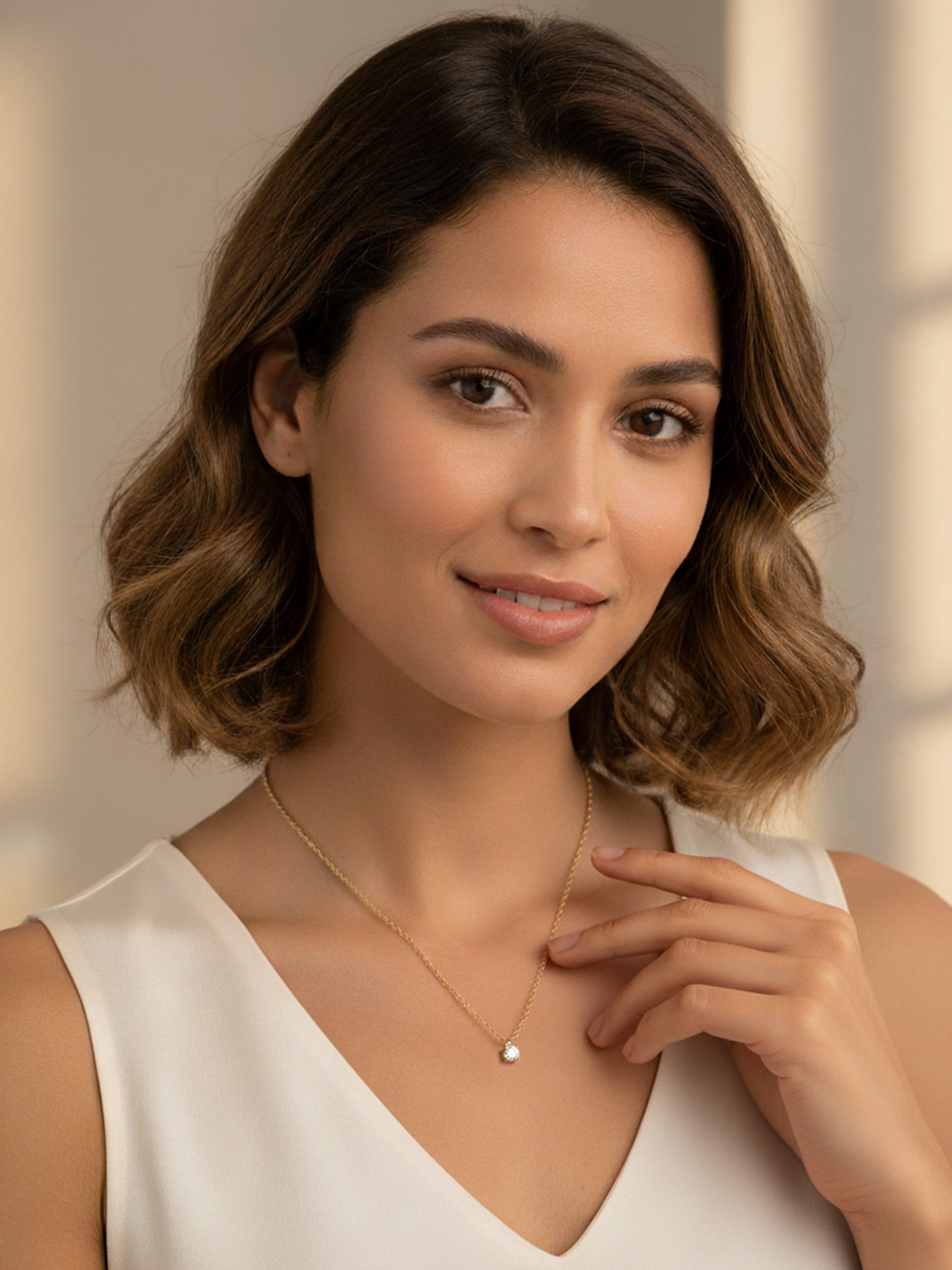 Vermeil Gold Plated Moissanite Solitaire Pendant Necklace