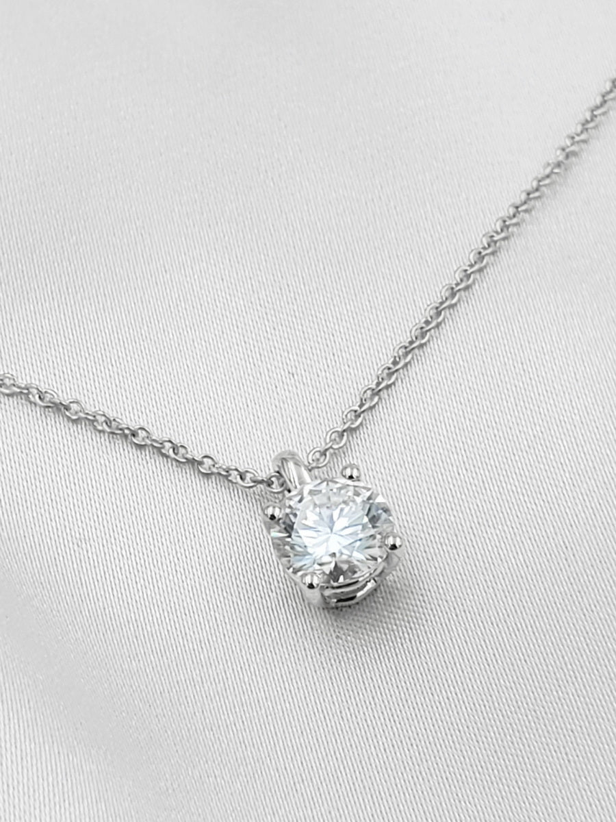 925 Silver Moissanite Solitaire Pendant Necklace