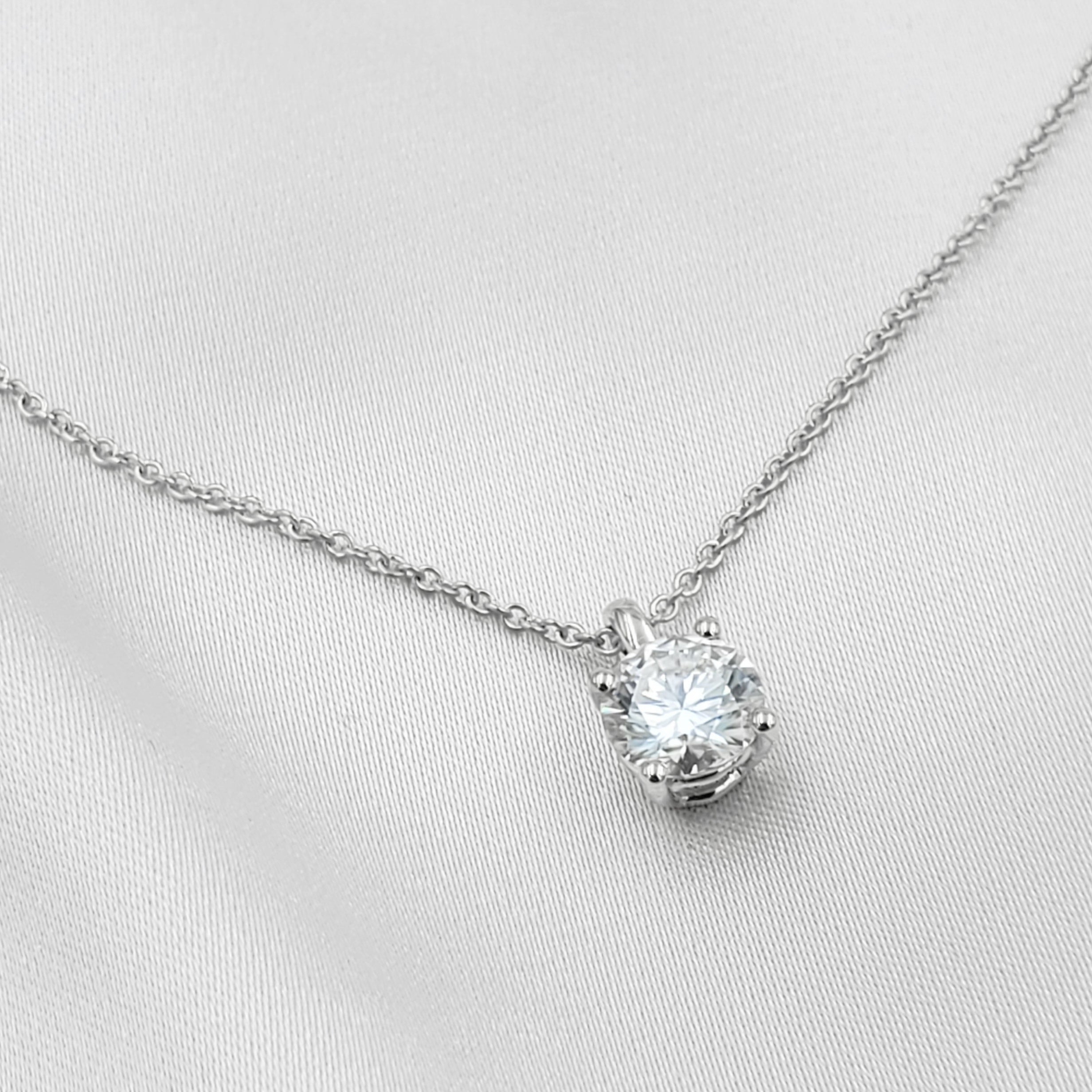 925 Sterling Silver Moissanite Solitaire Pendant Necklace