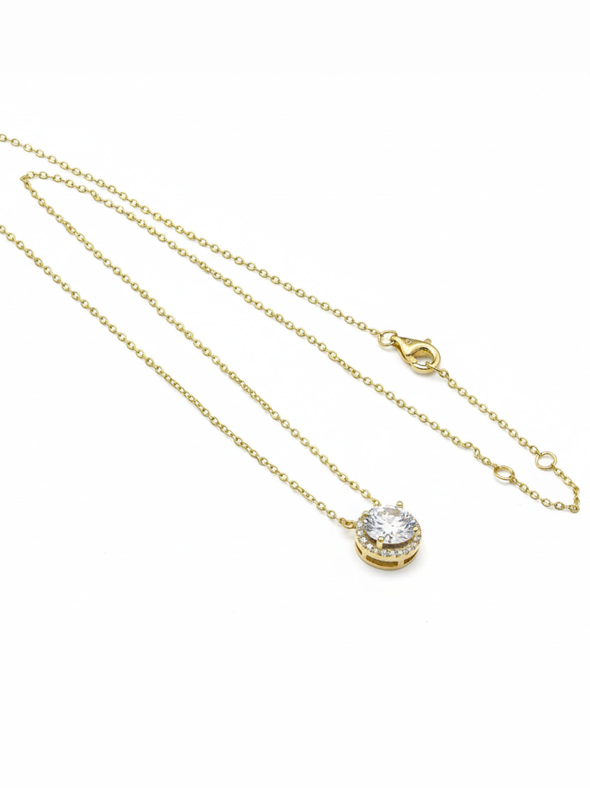 925 Silver Round Cut Moissanite Halo Setting Necklace