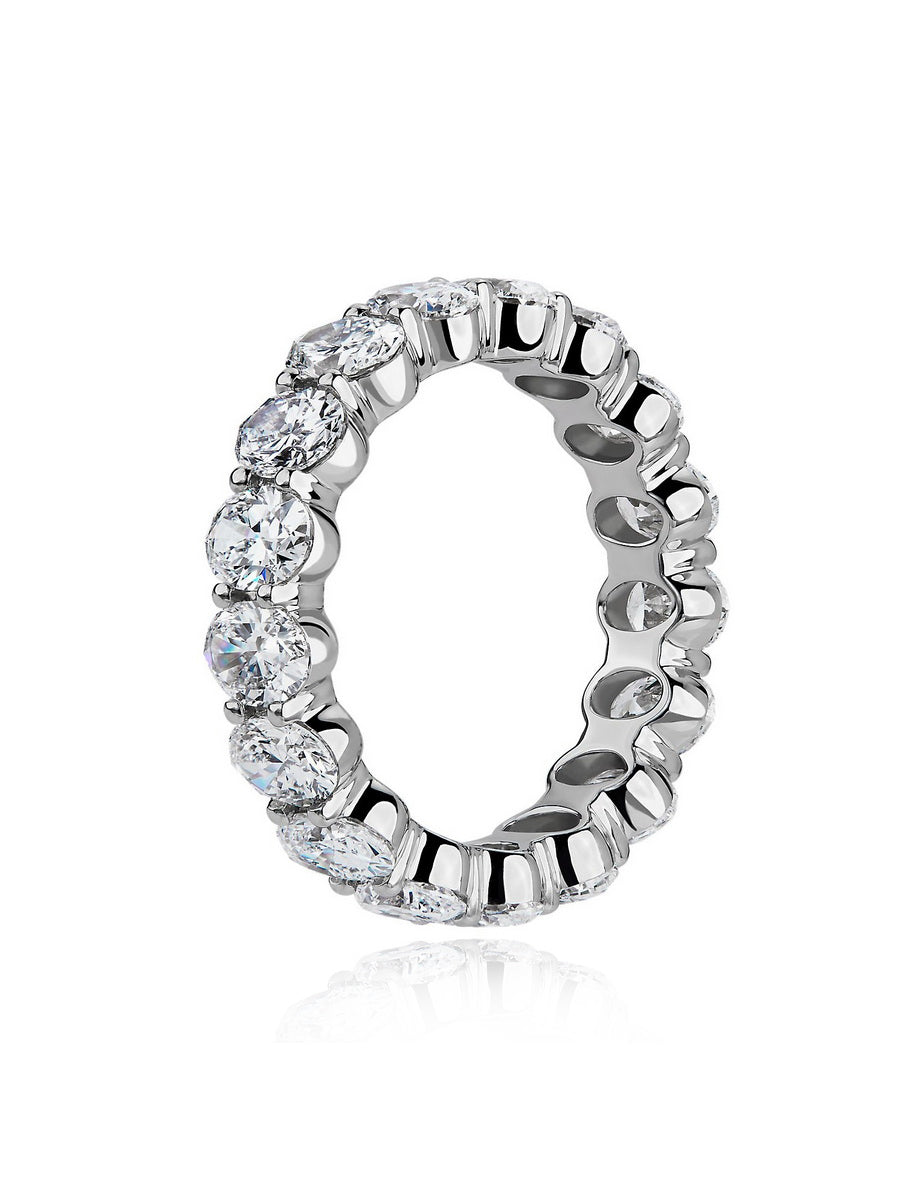 925 Silver Oval Cut Moissanite Eternity Band Ring