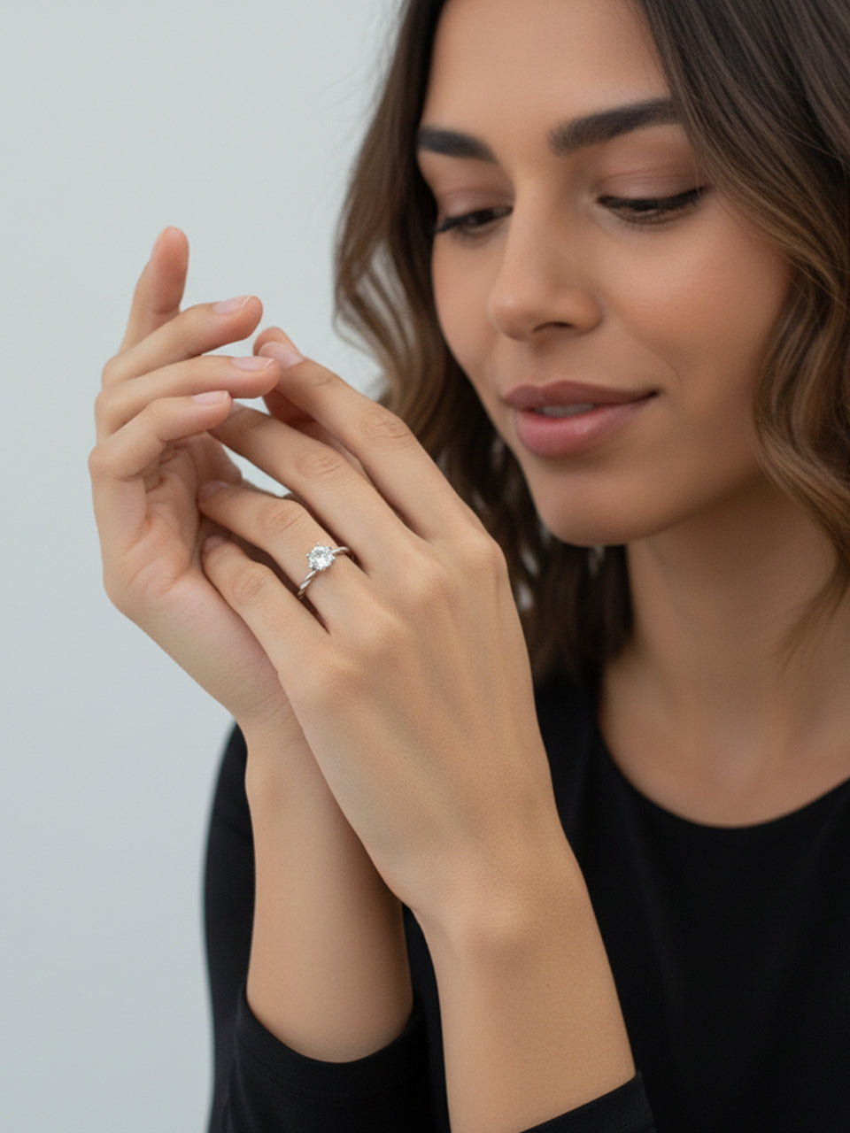 925 Silver Moissanite Twist Band Ring