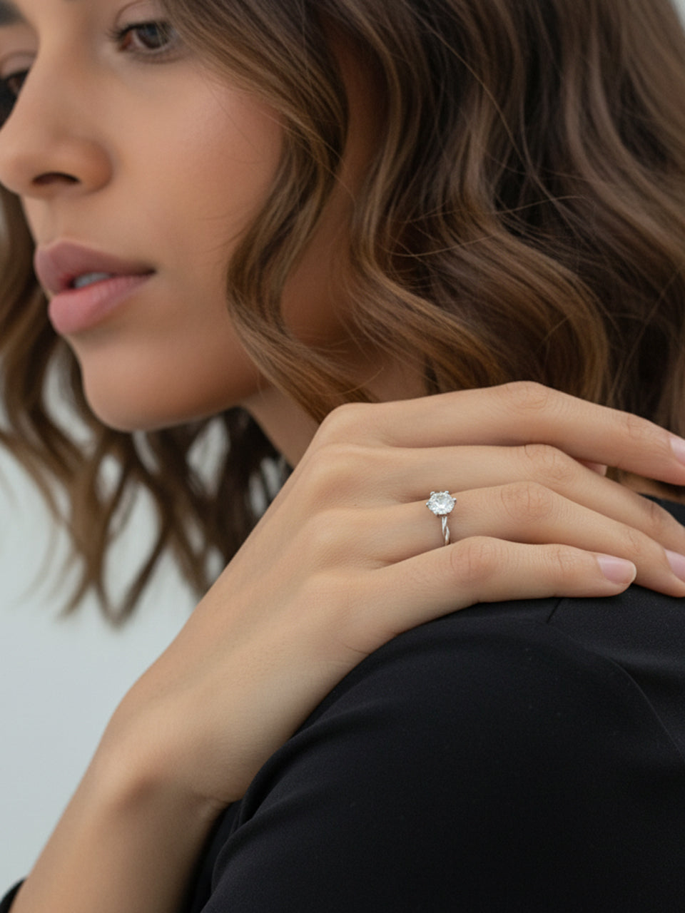 925 Silver Moissanite Twist Band Ring