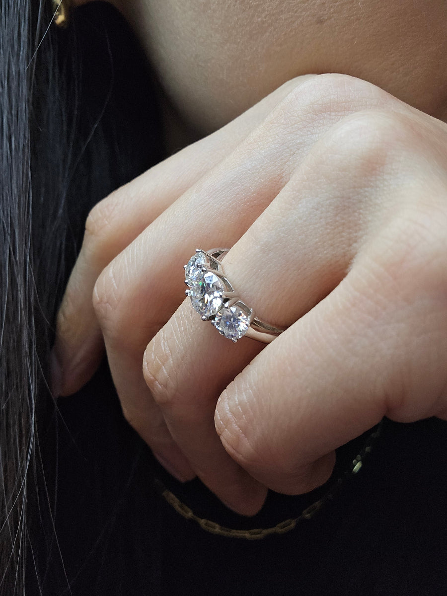 14K Gold 2Ctw. 3-Stone Moissanite Ring