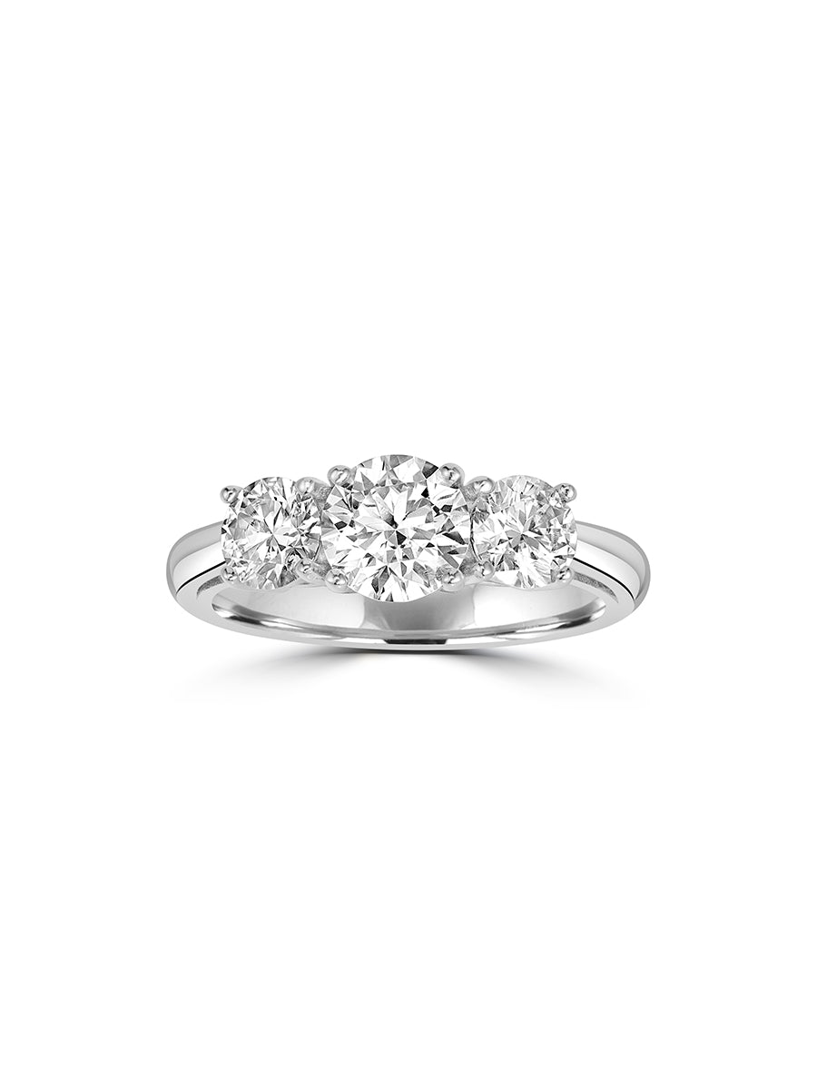 925 Sterling Silver 2.0 Ctw. Three Stone Moissanite Ring