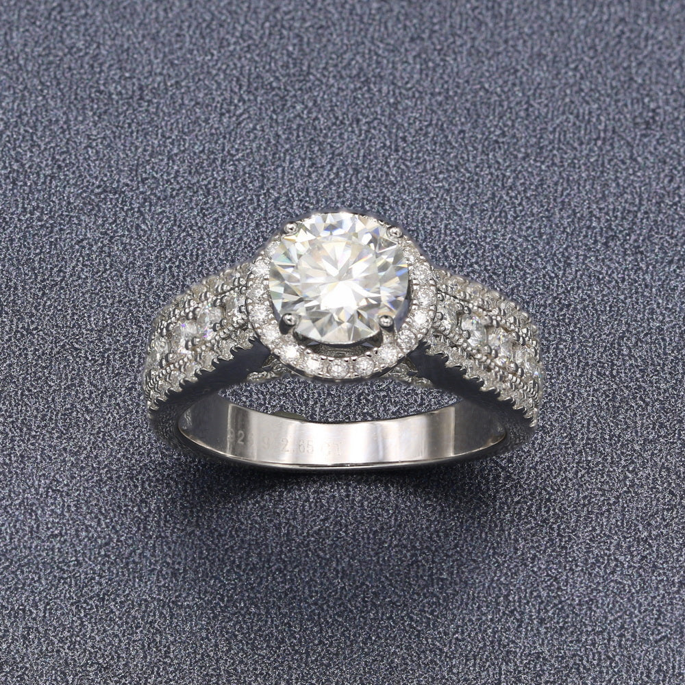 925 Silver 2.65Ctw. Moissanite Halo Setting Ring