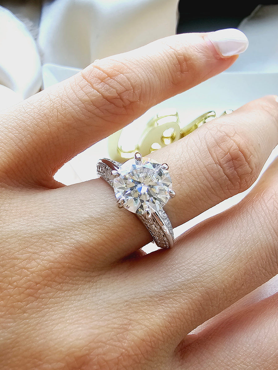 925 Sterling Silver 3.7Ctw. Moissanite Engagement Ring