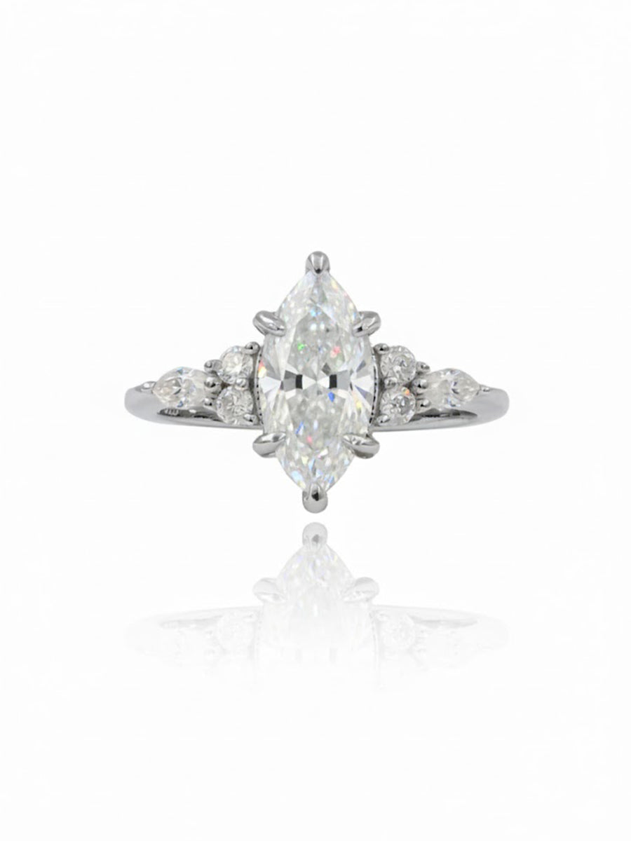 925 Silver Marquise Center Moissanite Engagement Ring