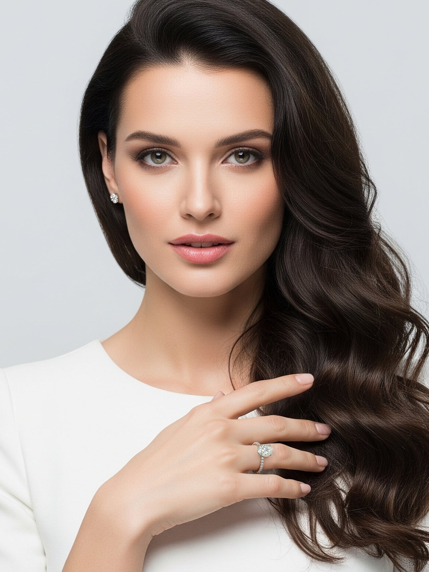 925 Silver 4.4Ctw. Moissanite Oval Cut Engagement Ring