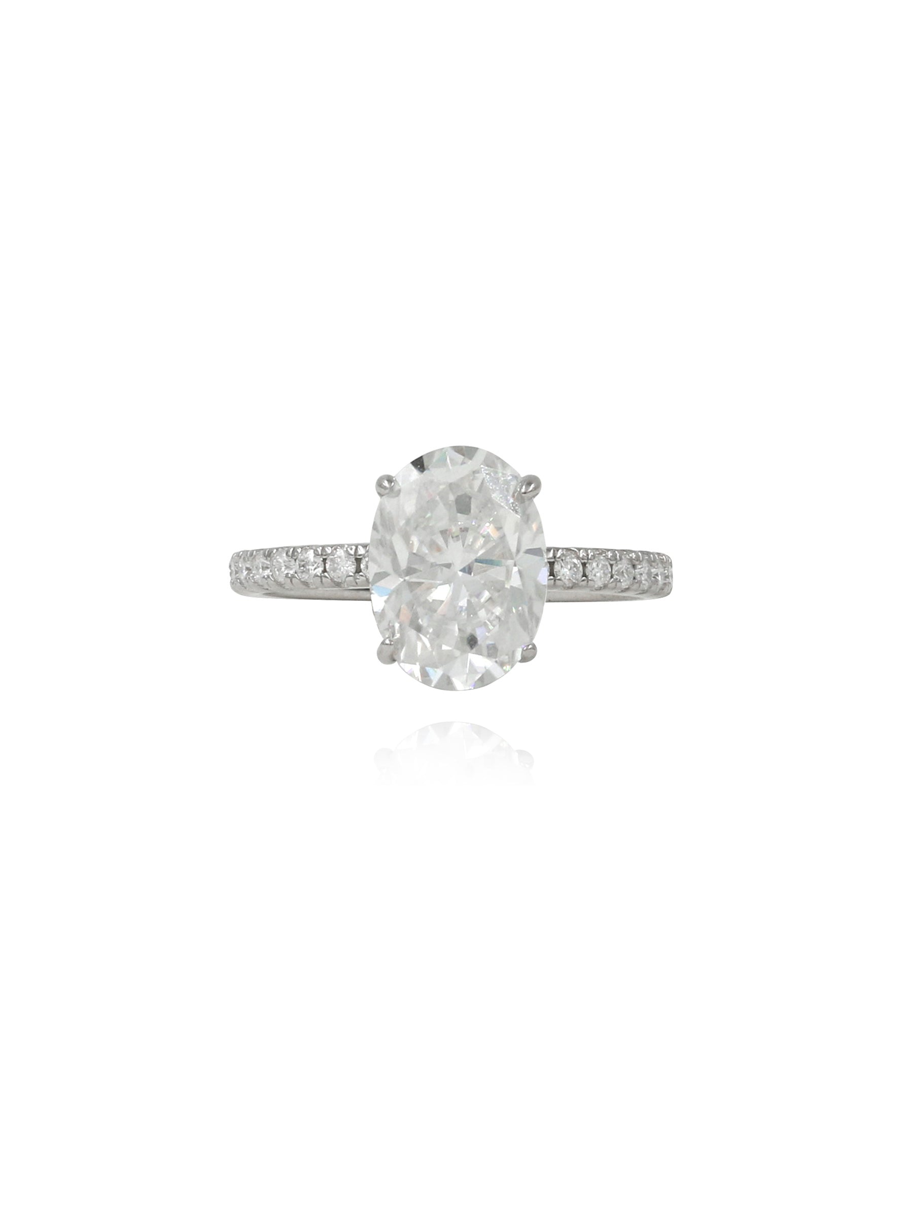 925 Silver 4.4Ctw. Moissanite Oval Cut Engagement Ring