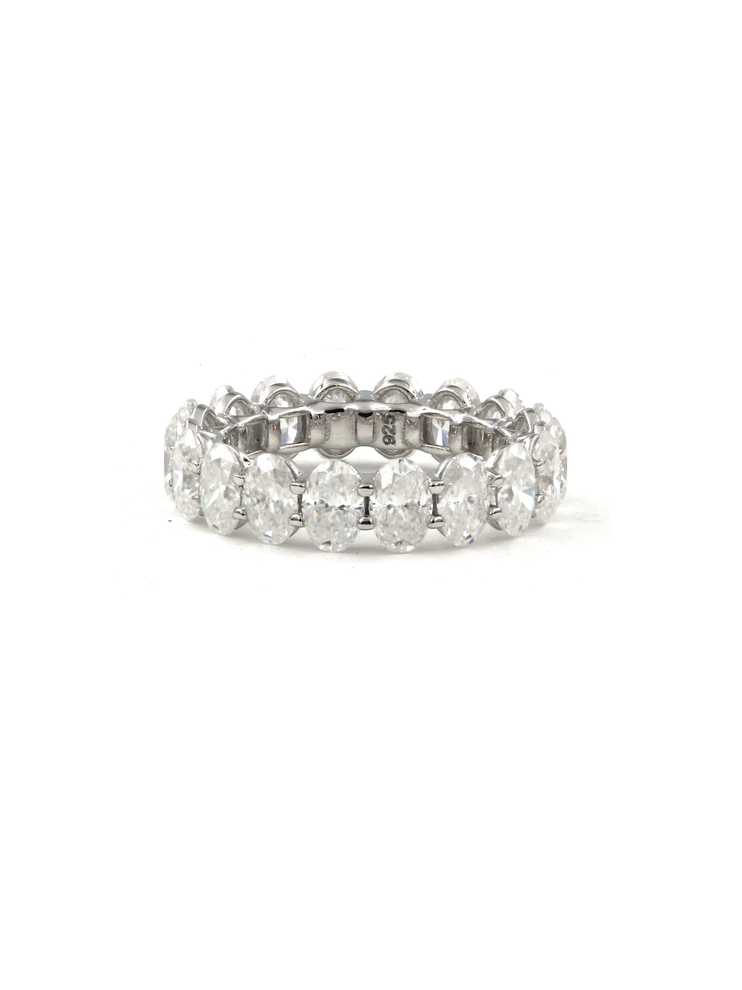925 Sterling Silver 9CTW Oval Cut Moissanite Eternity Band Ring