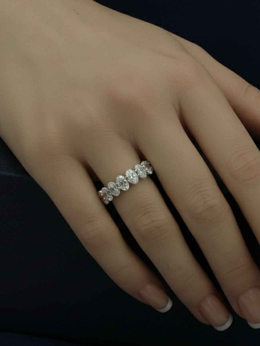 925 Sterling Silver 9CTW Oval Cut Moissanite Eternity Band Ring