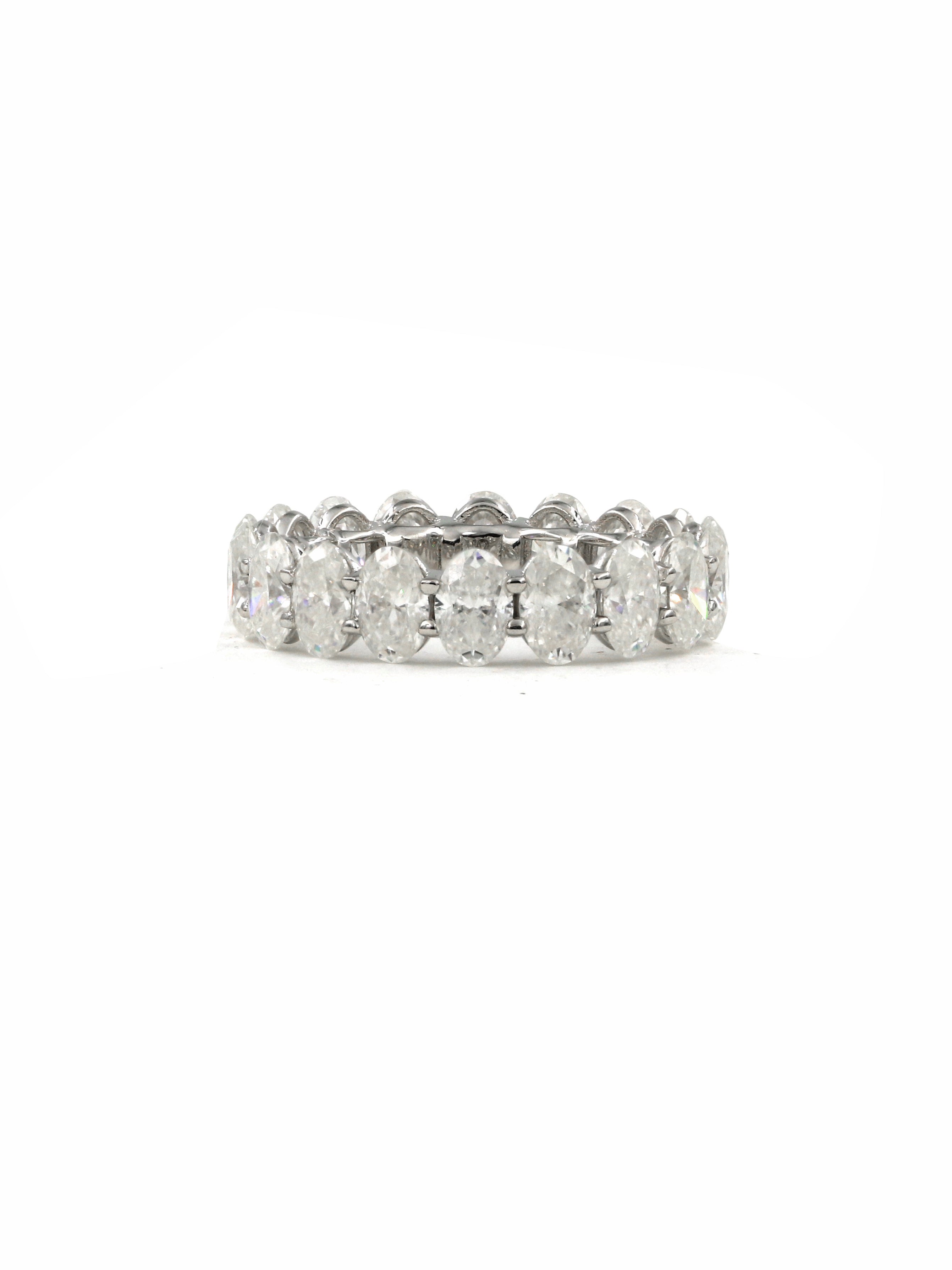 925 Sterling Silver 9CTW Oval Cut Moissanite Eternity Band Ring