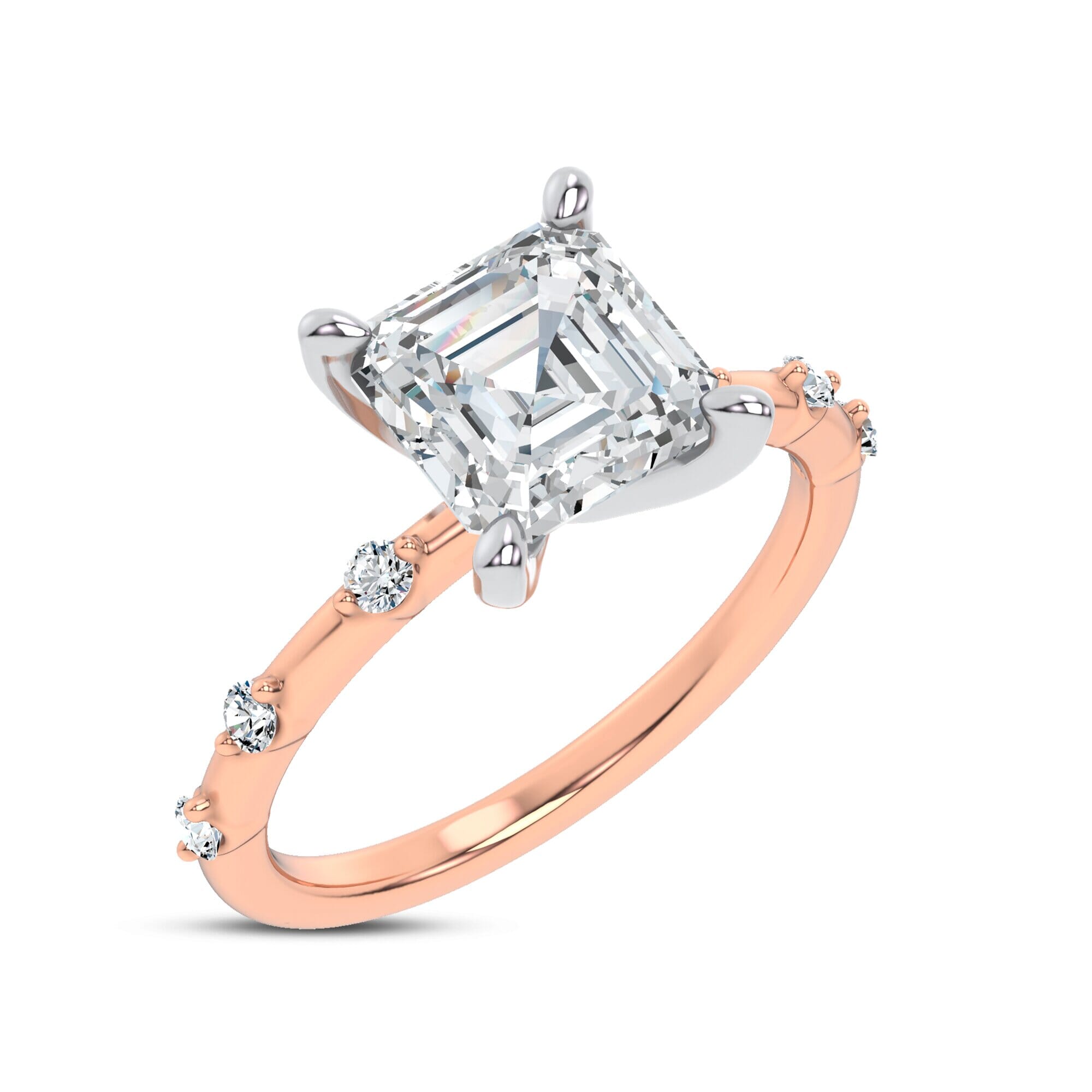 Starlight Spaced Diamond Engagement Asscher Ring