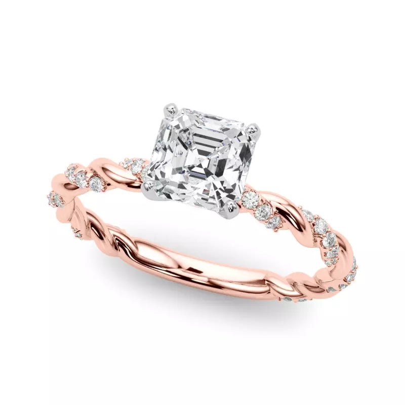lab Diamond Asscher Twist Engagement Ring