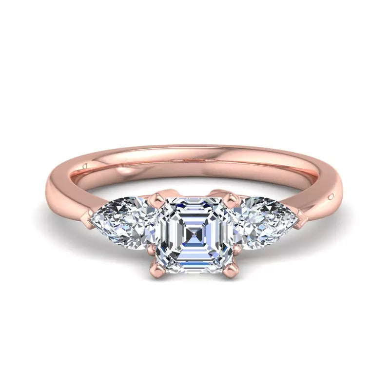 Three-Stone Lab Asscher Engagement Ring