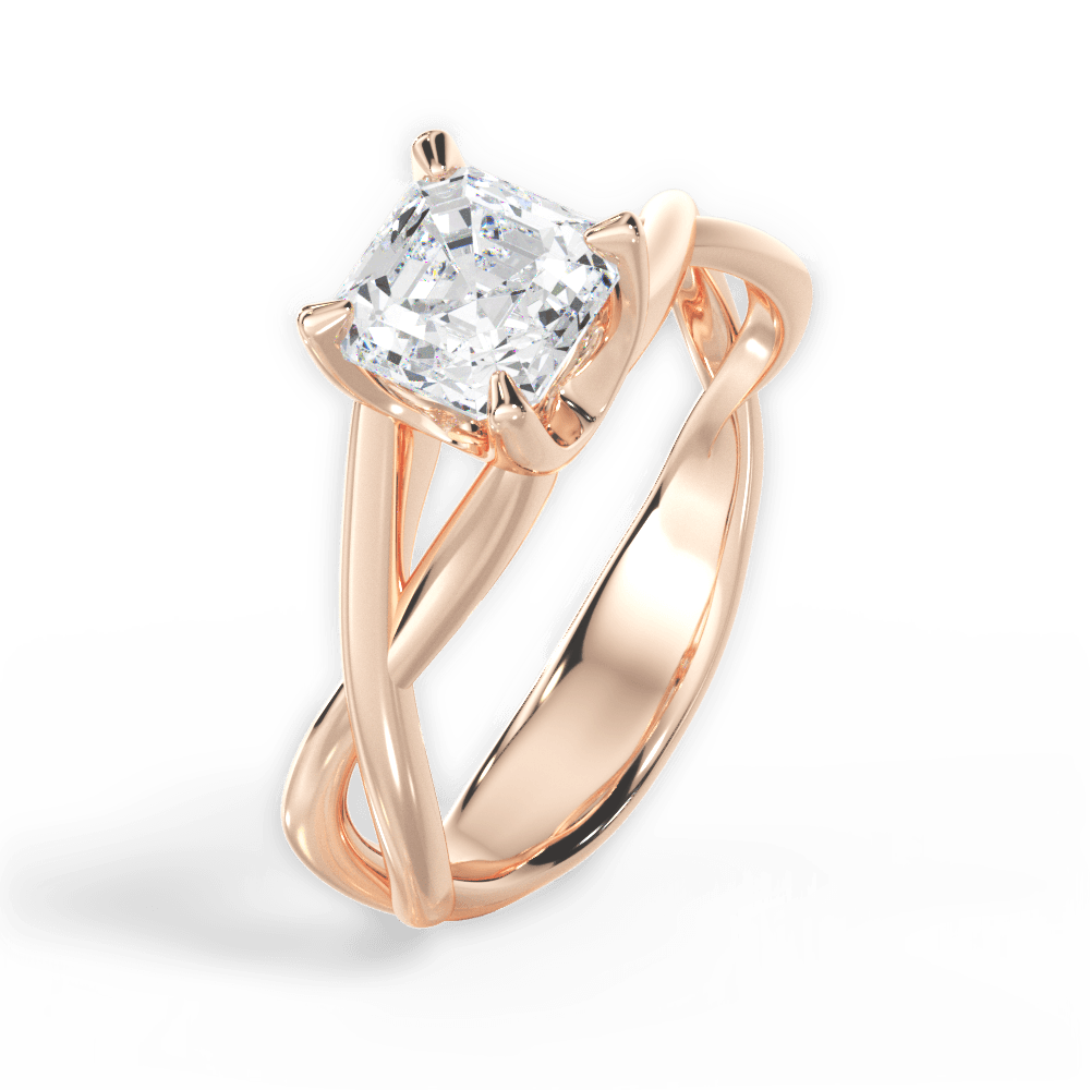 Asscher Cut Open-Twist Solitaire Engagement Ring
