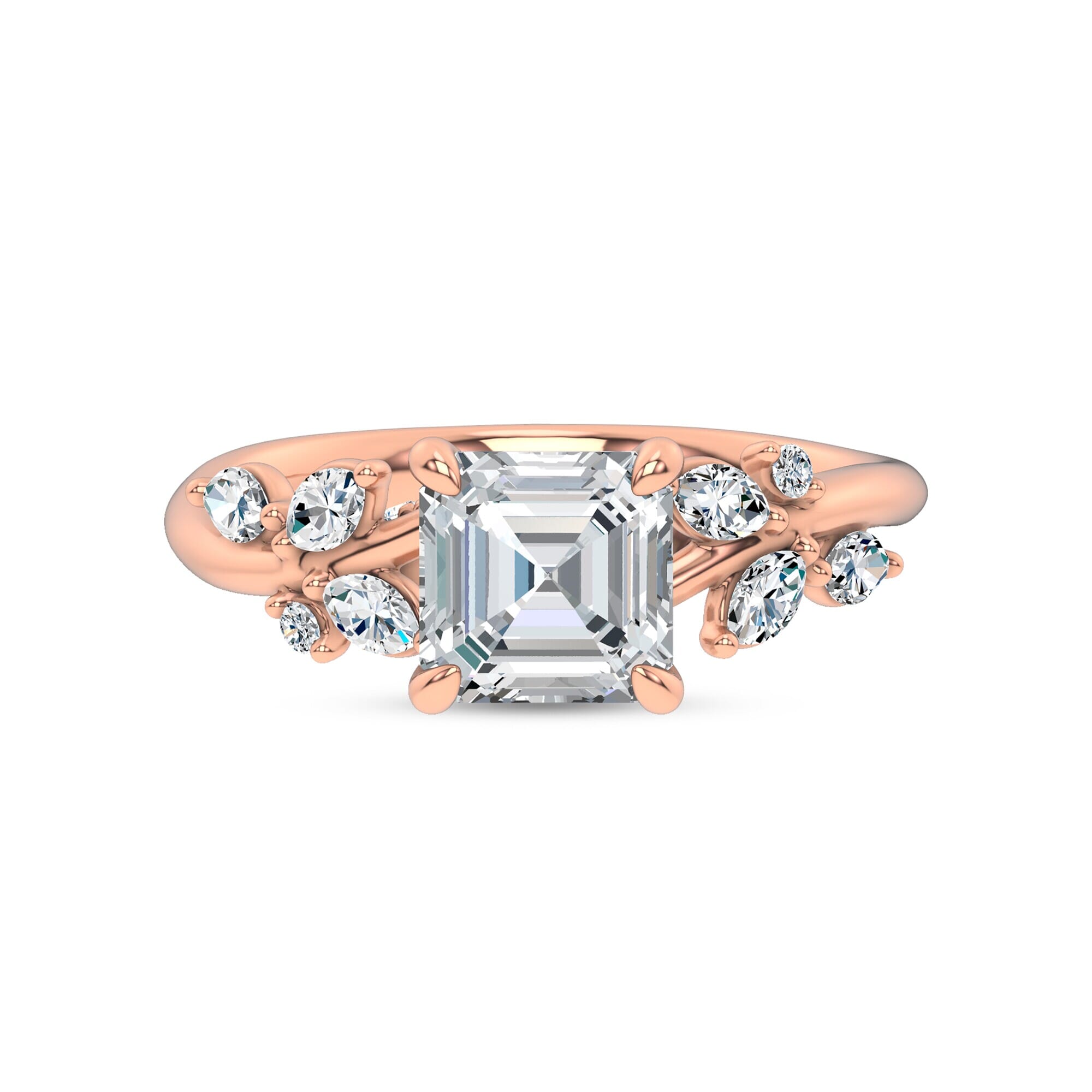Nature-Inspired Engagement Asscher Ring