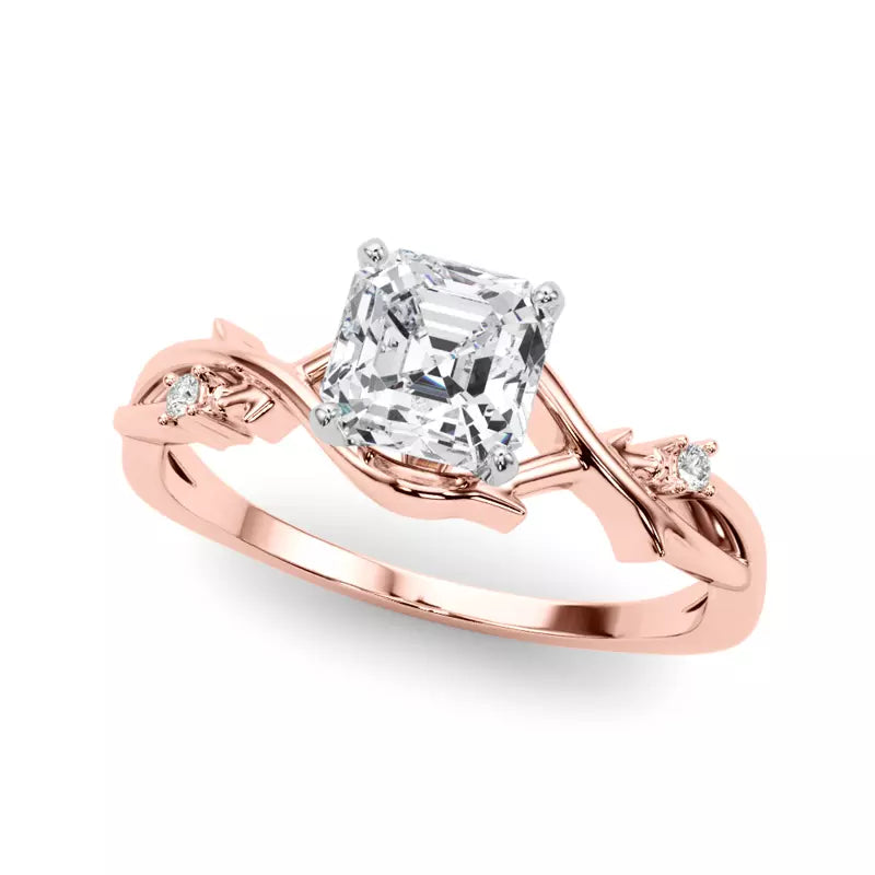 Nature Inspired Asscher Engagement Ring