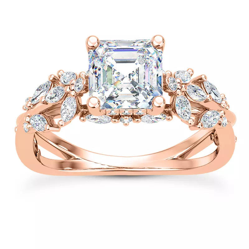 Butterfly And Bee Vine Twist Asscher Engagement Ring