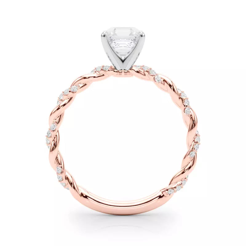 lab Diamond Asscher Twist Engagement Ring