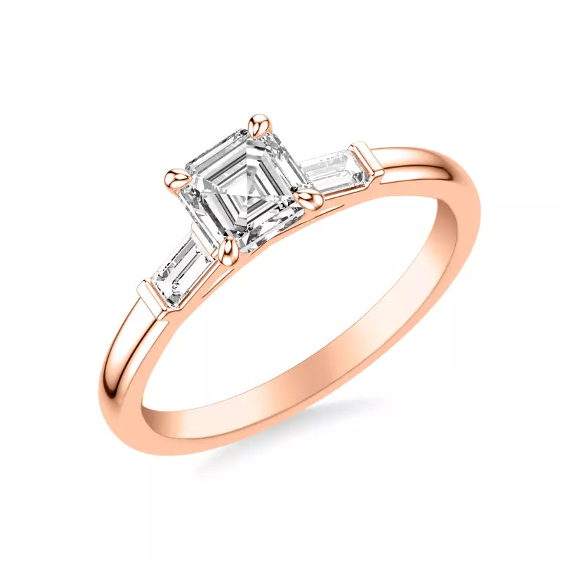 Classic 3-Stone Engagement Asscher Ring