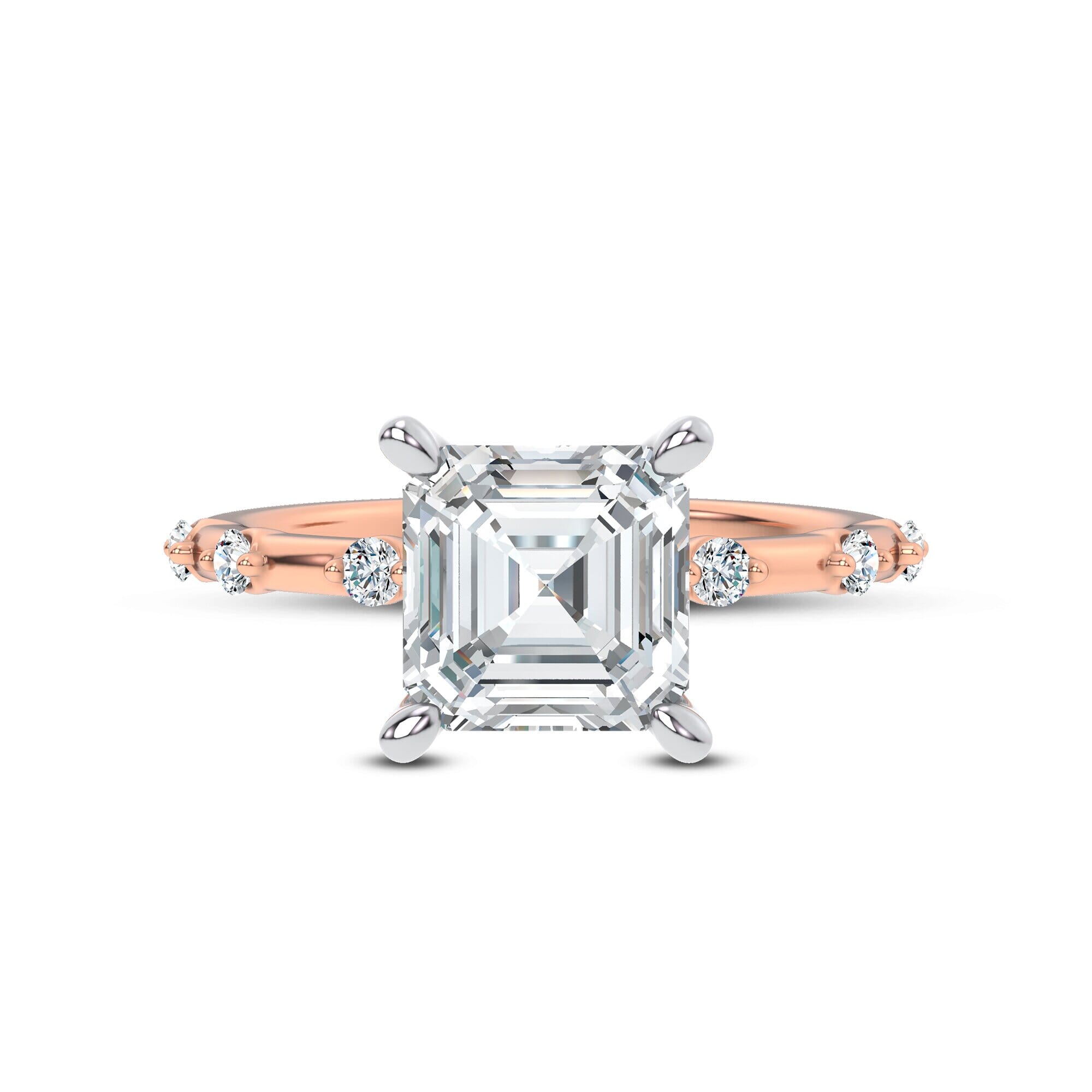 Starlight Spaced Diamond Engagement Asscher Ring