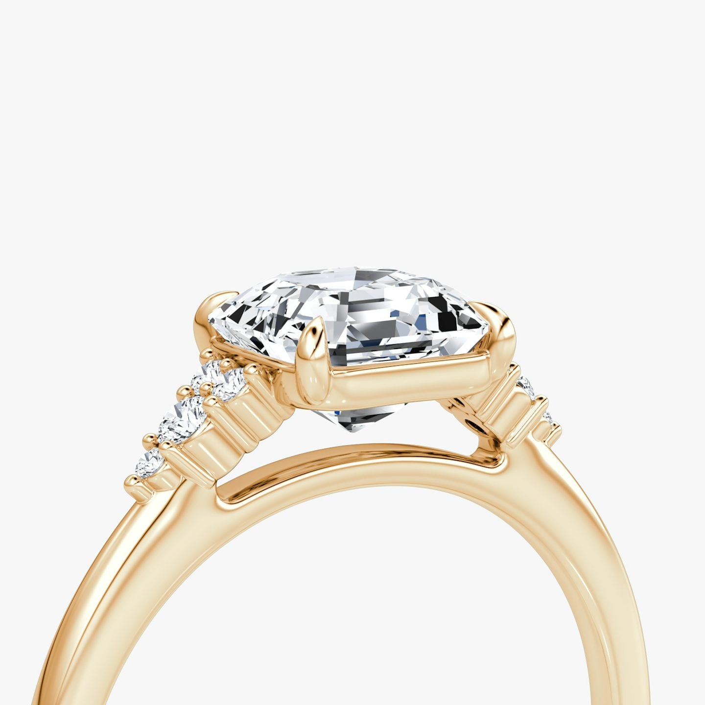 The Side Cluster Cathedral Asscher Engagement Ring
