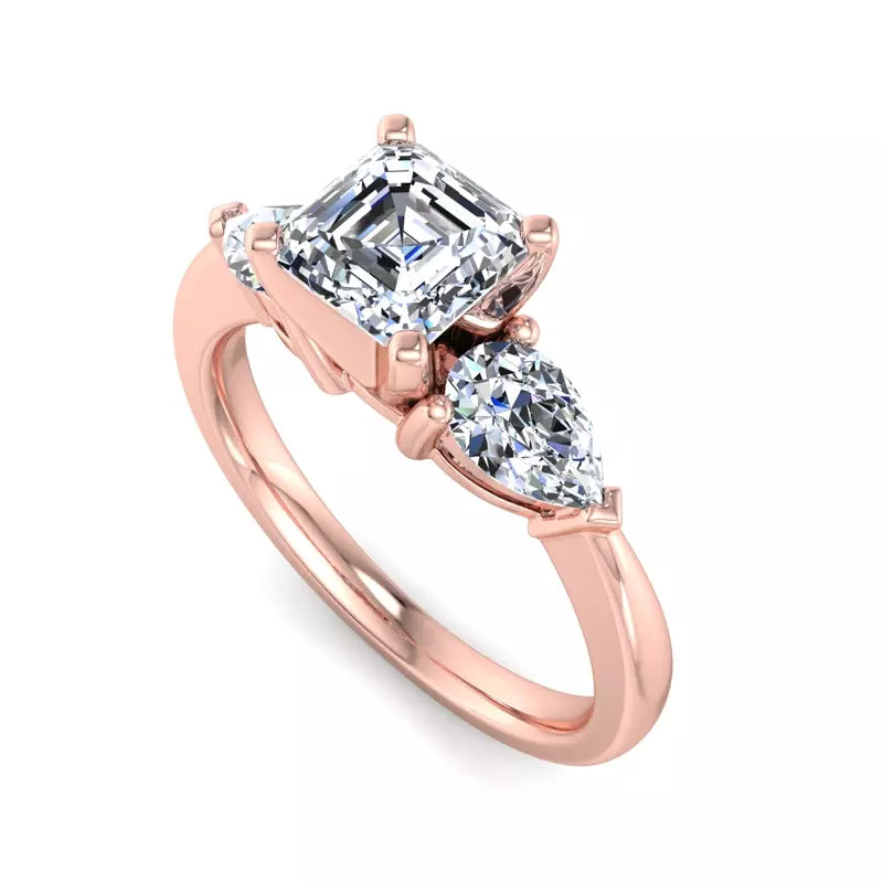 Three-Stone Lab Asscher Engagement Ring