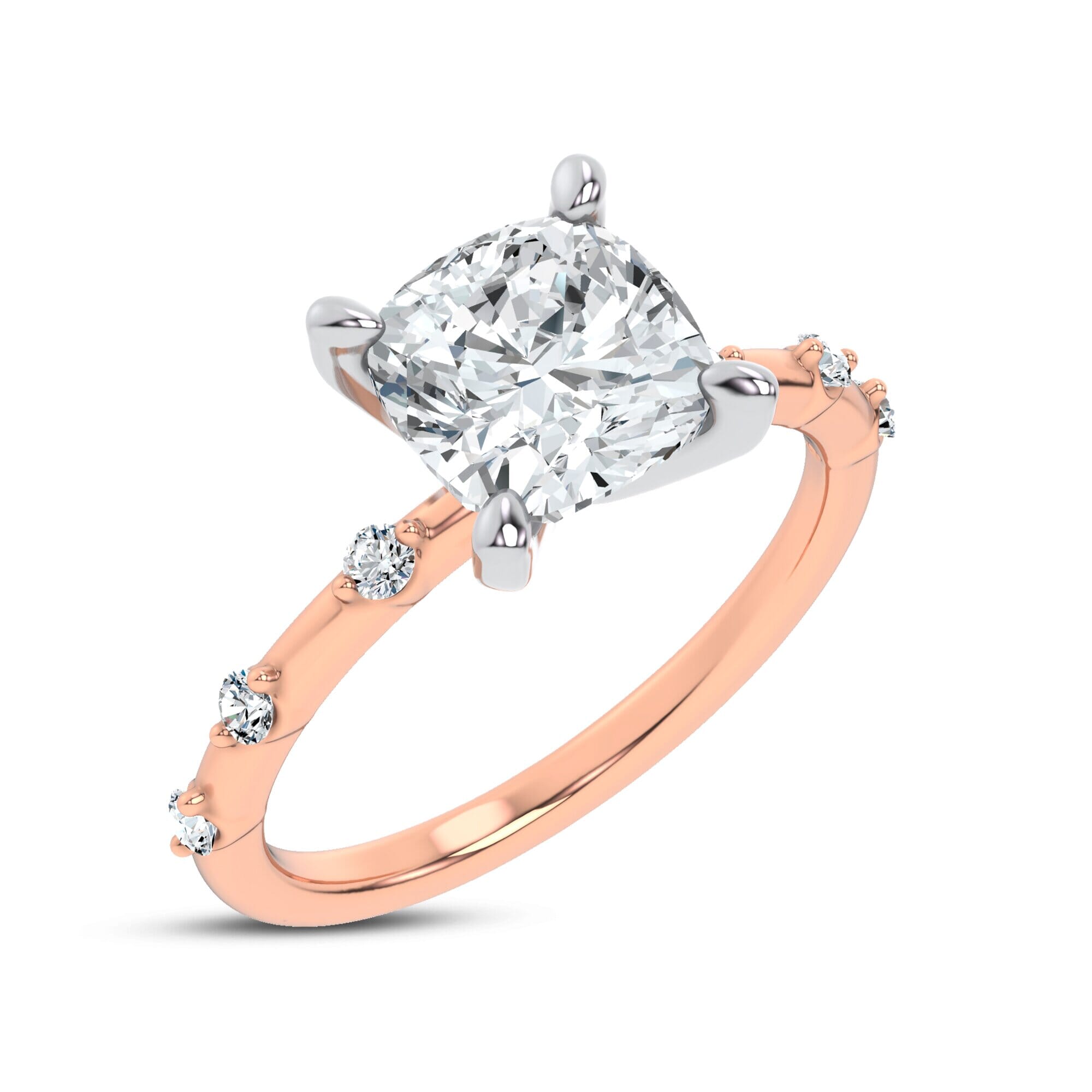 Starlight Spaced Diamond Engagement Cushion Ring
