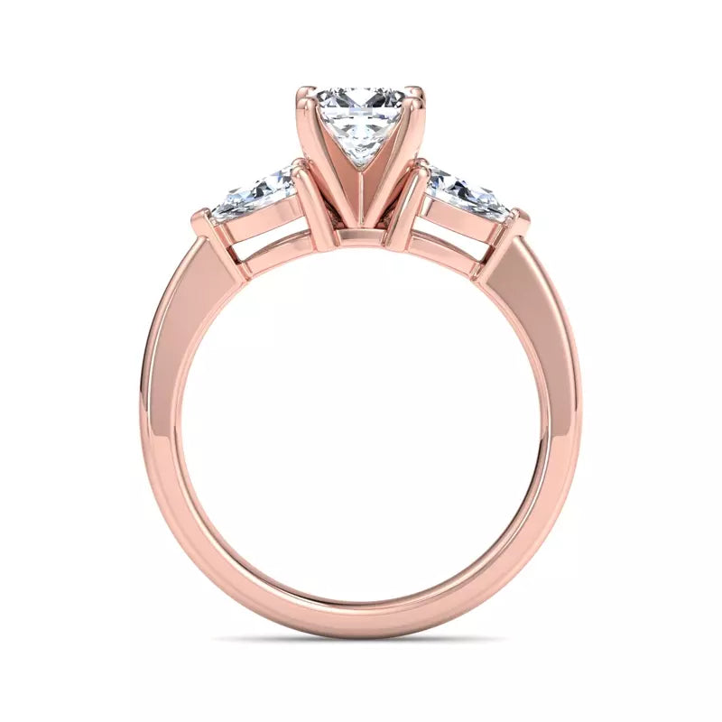 Three-Stone Lab Cushion Engagement Ring