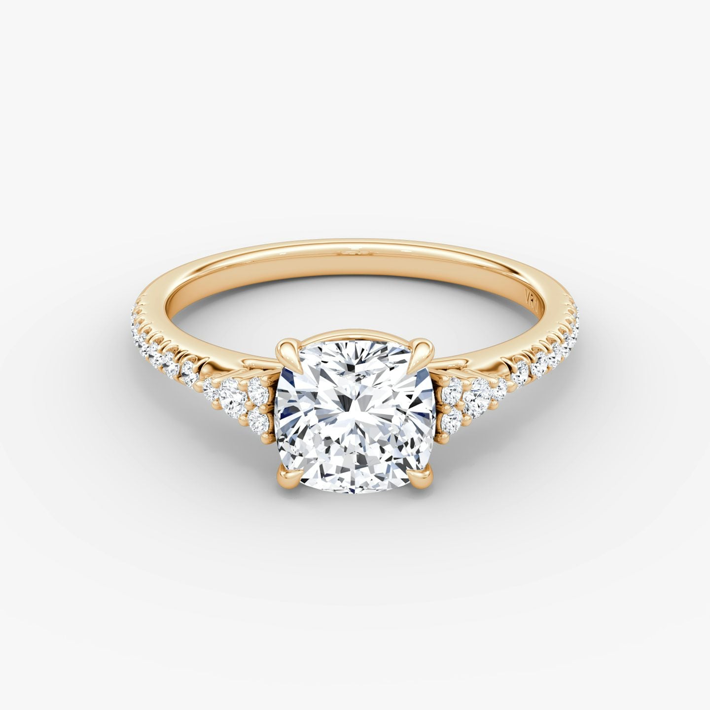 The Side Cluster Cathedral Cushion Engagement Ring