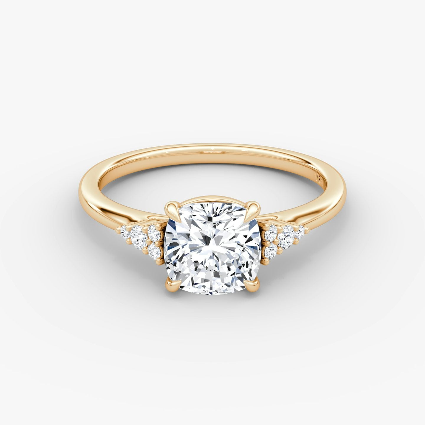 The Side Cluster Cathedral Cushion Engagement Ring