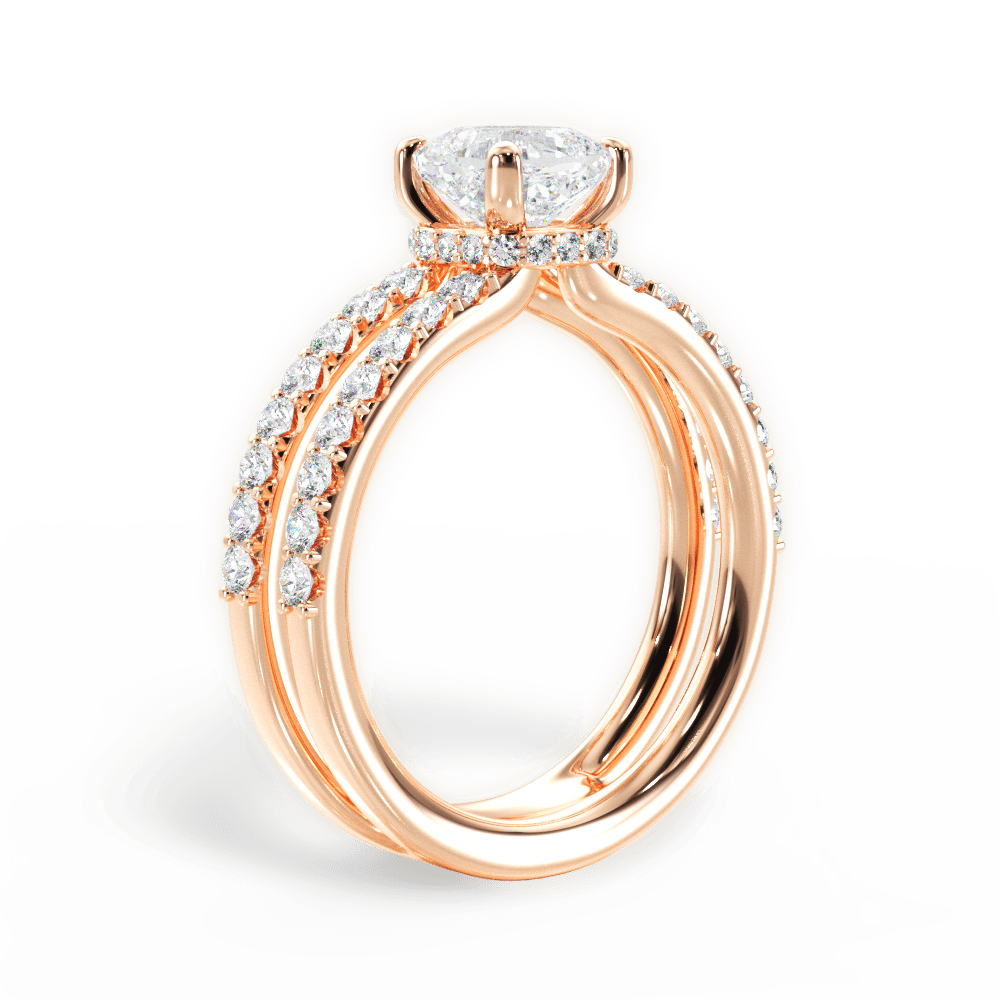 Cushion Shaped  Double Row Diamond Engagement Ring