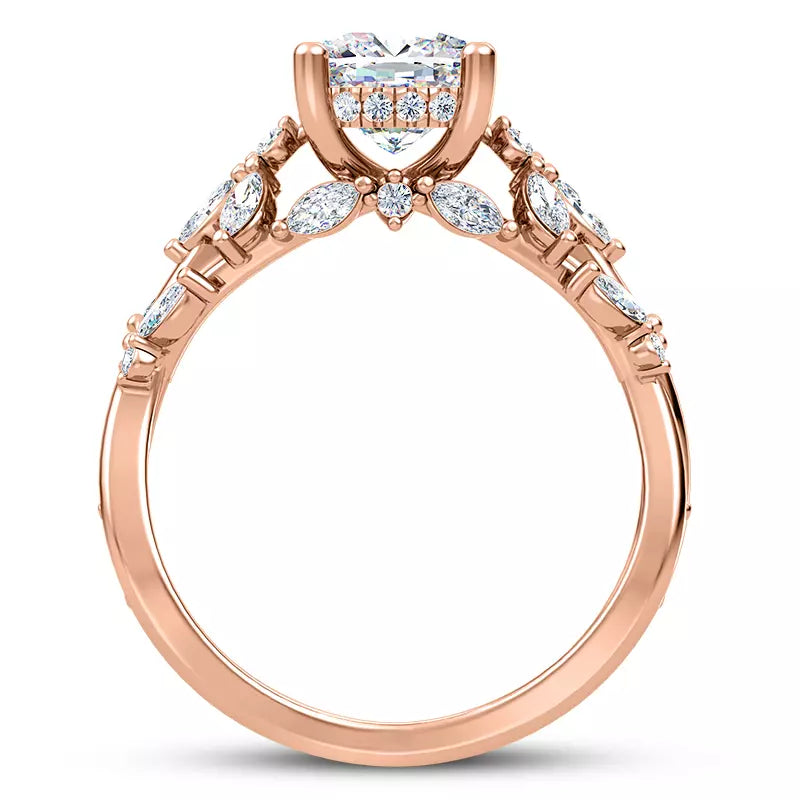 Butterfly And Bee Vine Twist Cushion Engagement Ring