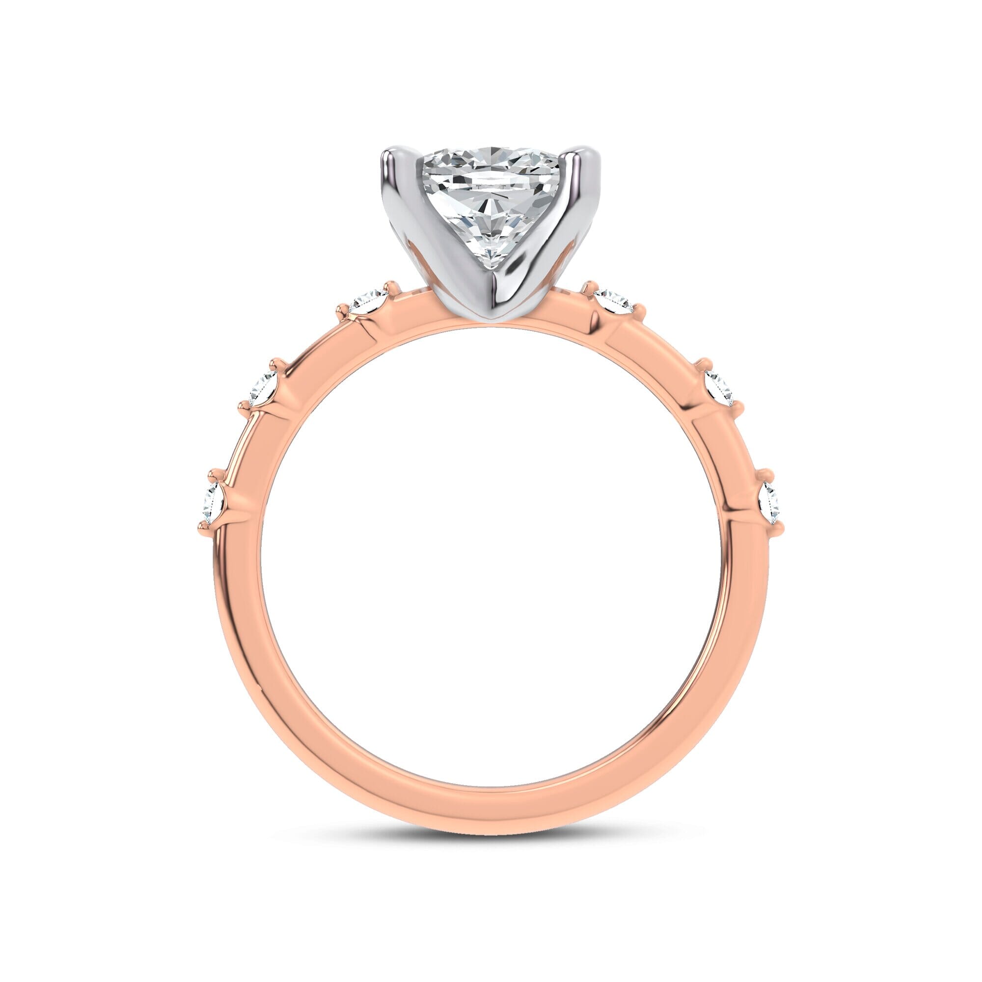 Starlight Spaced Diamond Engagement Cushion Ring