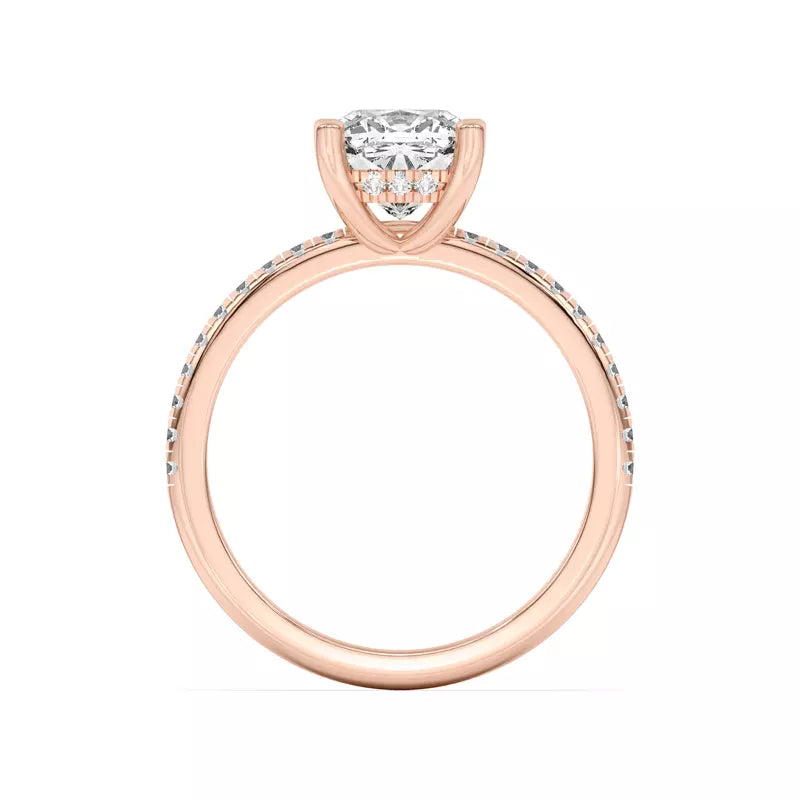 Classic Hidden Halo Pavé Cushion Engagement Ring