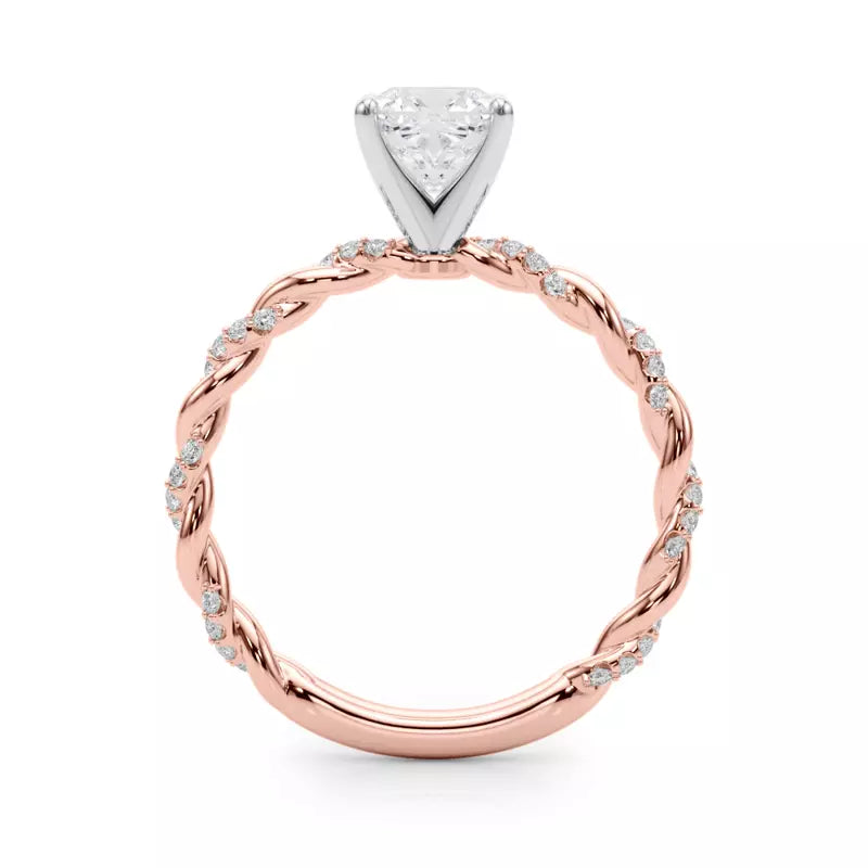 lab Diamond Cushion Twist Engagement Ring