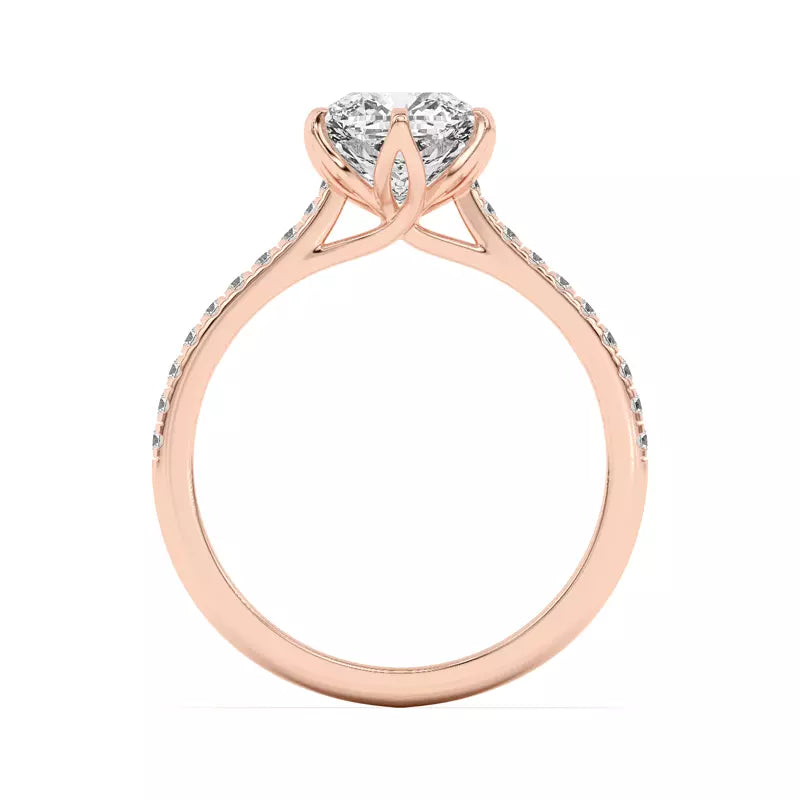 Tulip Inspired 6 Prong Cushion Engagement Ring