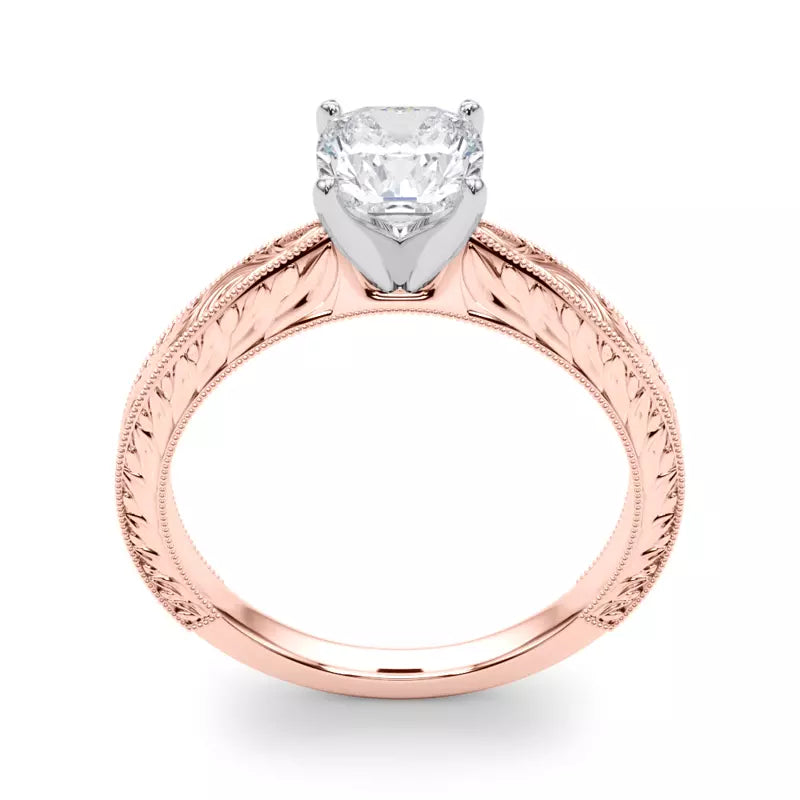 Vintage-Inspired Solitaire Engagement Cushion Ring