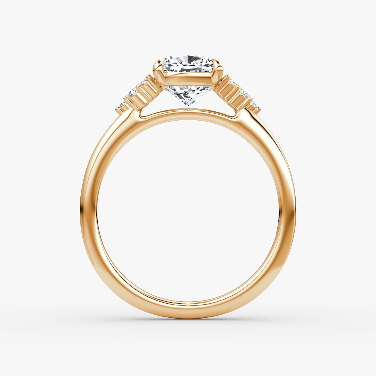 The Side Cluster Cathedral Cushion Engagement Ring