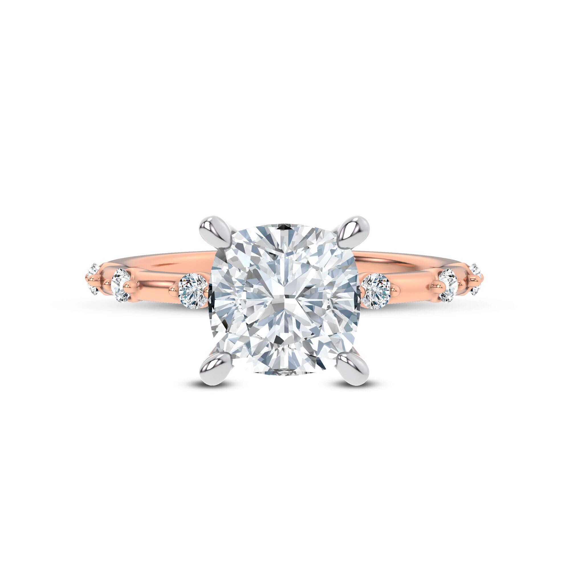 Starlight Spaced Diamond Engagement Cushion Ring