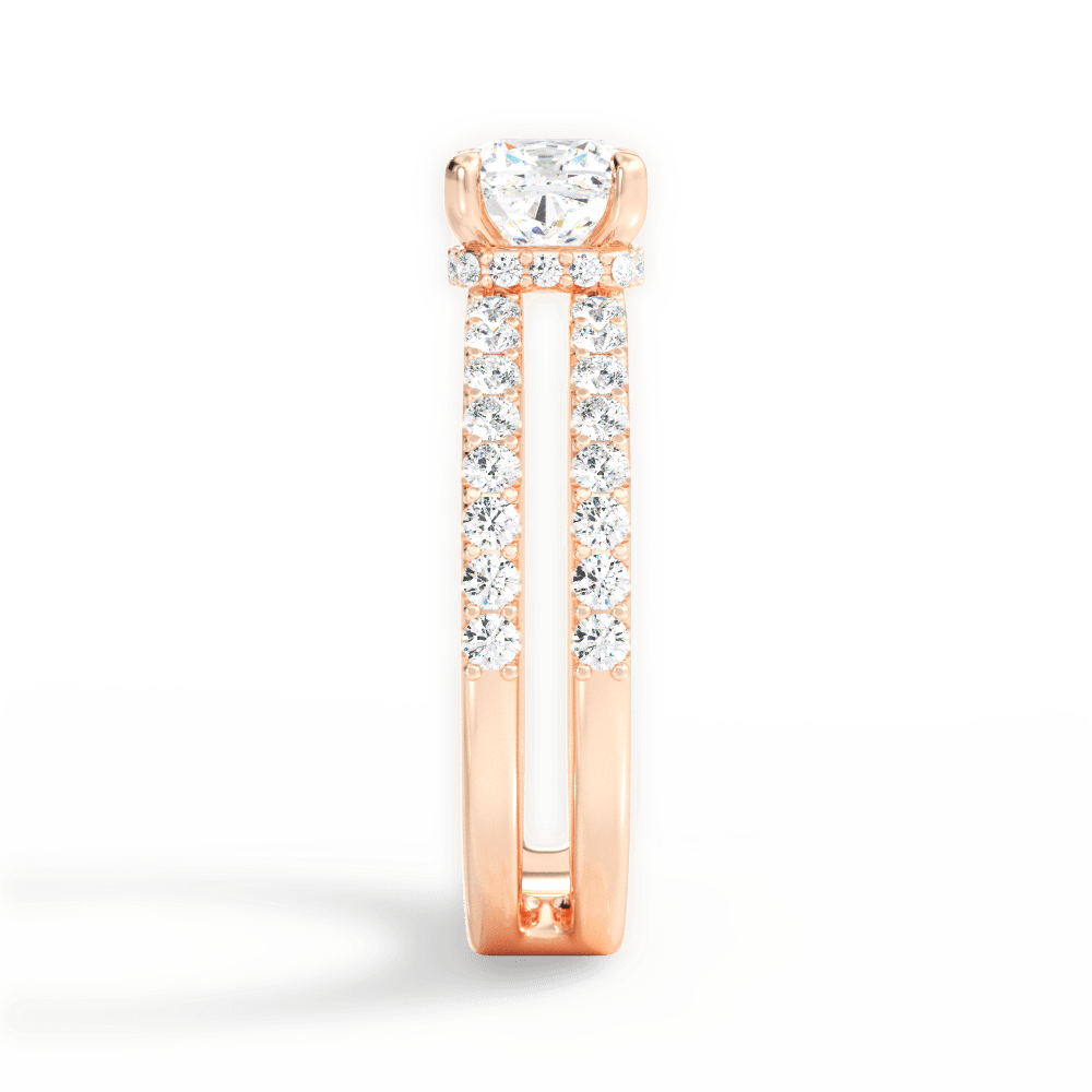 Cushion Shaped  Double Row Diamond Engagement Ring