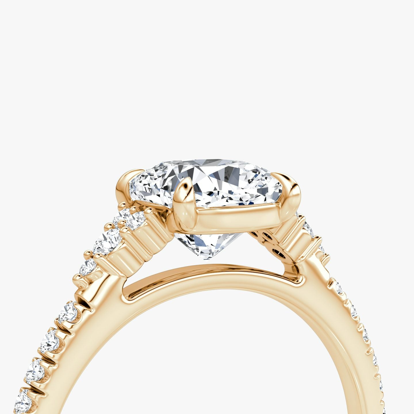 The Side Cluster Cathedral Cushion Engagement Ring