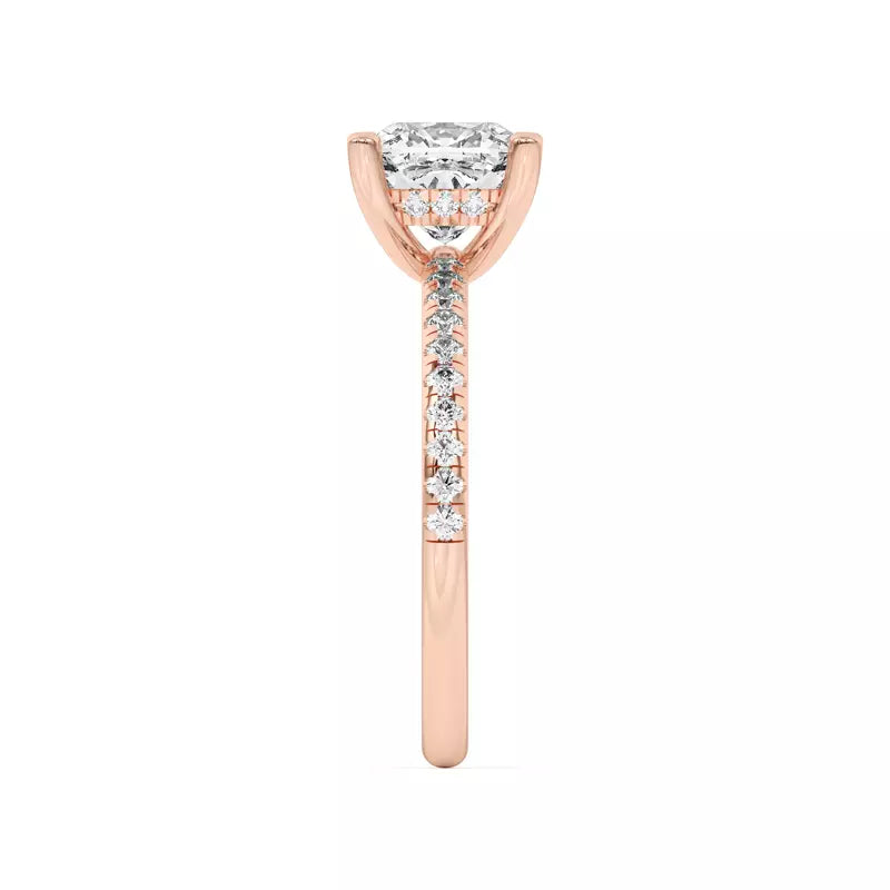 Classic Hidden Halo Pavé Cushion Engagement Ring