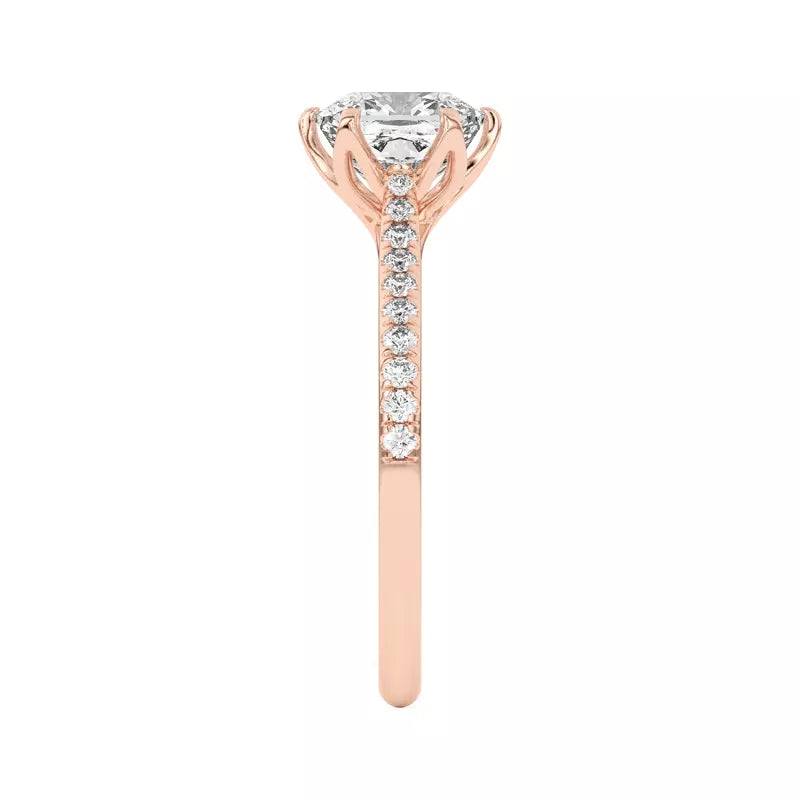 Tulip Inspired 6 Prong Cushion Engagement Ring