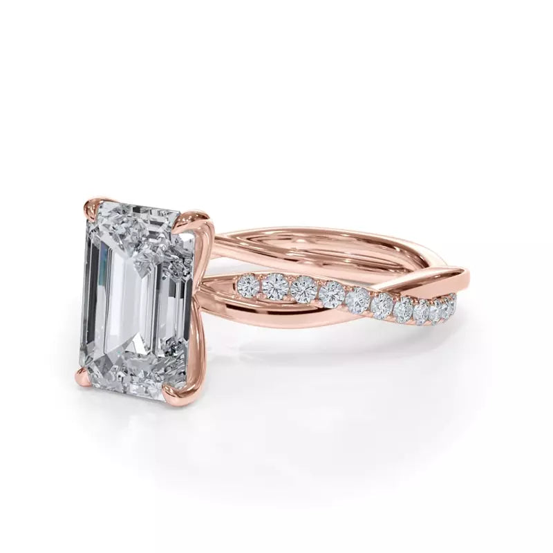 Pavé Twist Emerald Engagement Ring