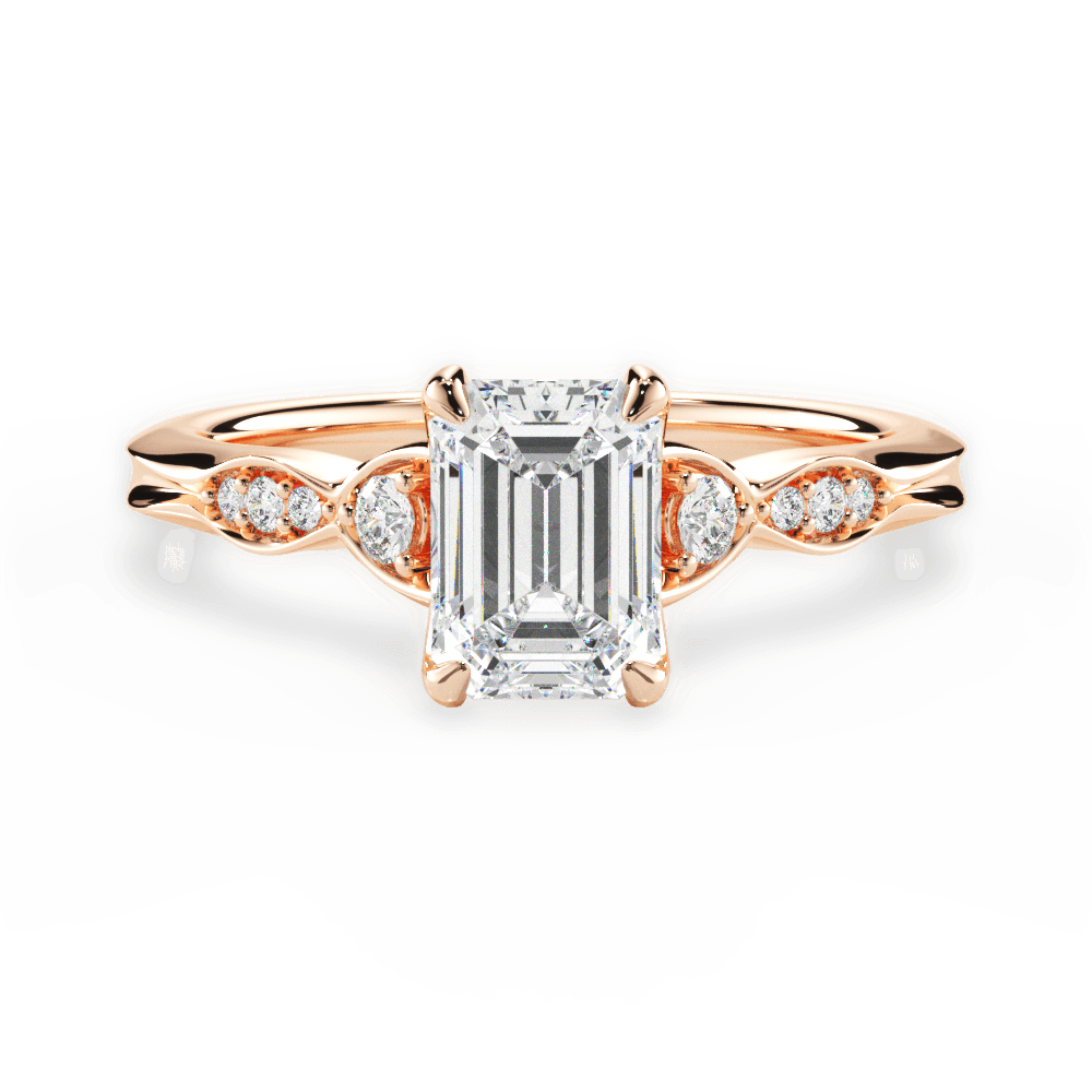 Emerald Cut Vintage Diamond Accent Engagement Ring